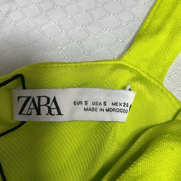 Zara Neon Rushed Cutout Mini Dress NWT - Picture 4 of 7